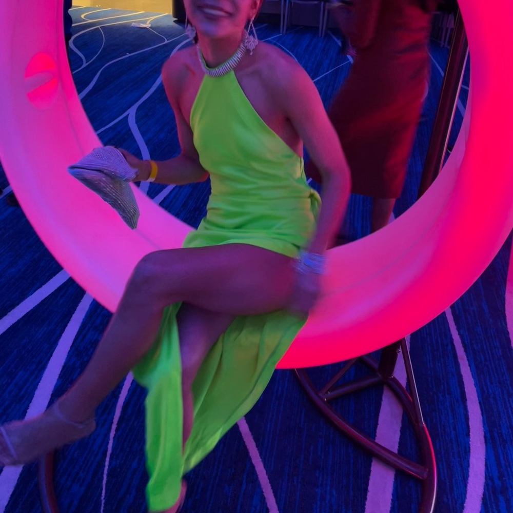 Retrofete Maria midi dress in lime punch xs - Picture 2 of 10